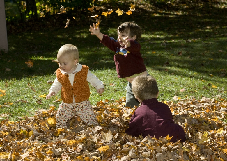 Kids in Vermont leaves
