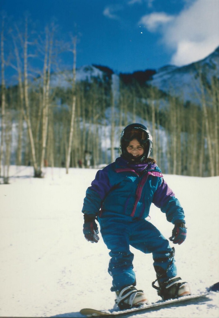 Mel snowboarding in Crested Butte circa 1997