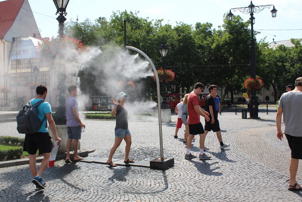 Backroads bikers cooling off during a hot day in Bratislava