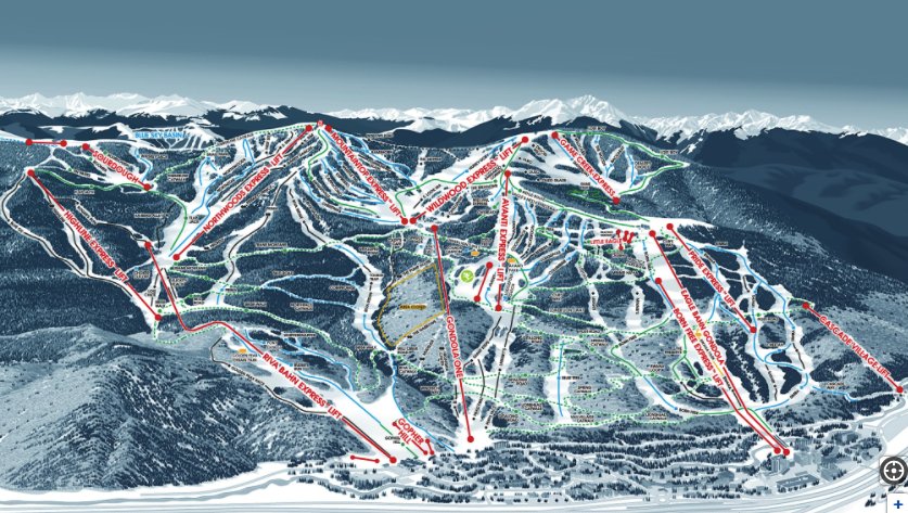 Trail map of Vail Mountain today