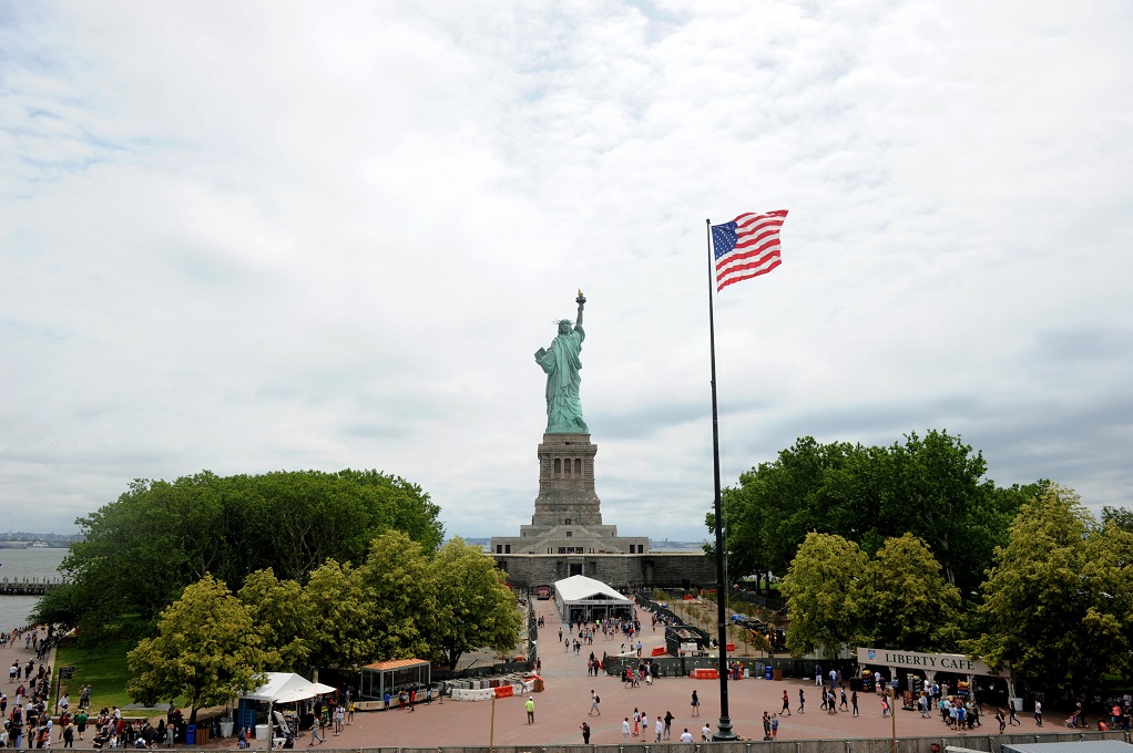 The Statue of Liberty seen from the new visitors center