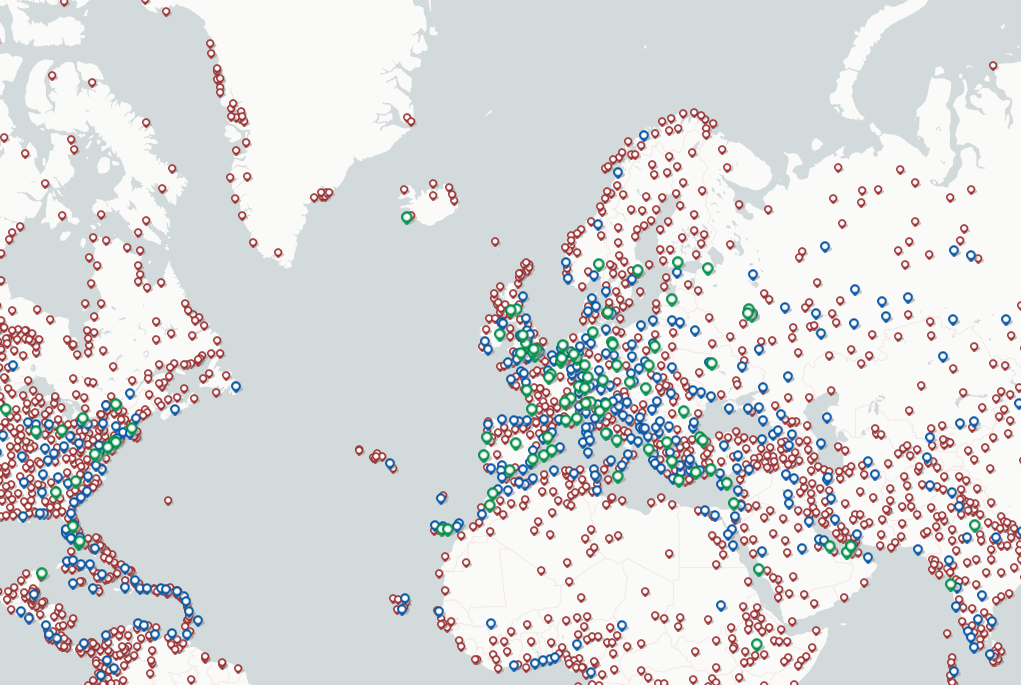 Explore every non-stop flight from every airport in the world with the brilliant airport map.