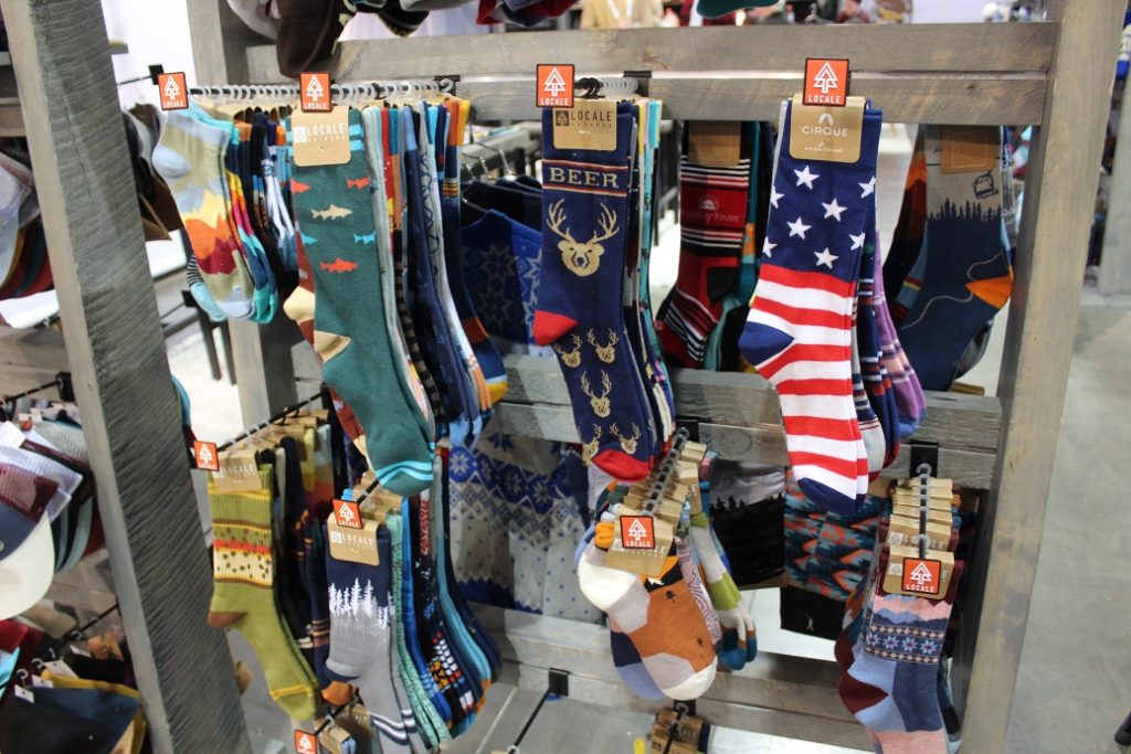 Colorful skiing and hiking socks everywhere