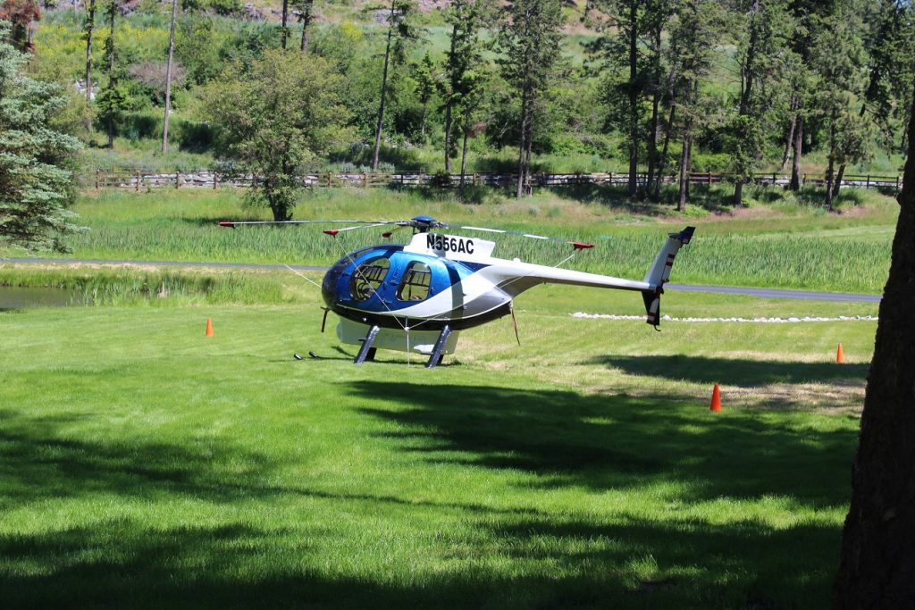 Guests from Seattle came to Flathead Lake Lodge in their own helicopter