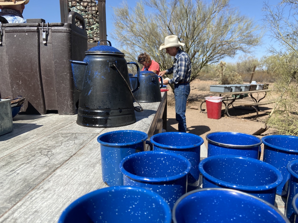 Russell True cooking up breakfast for the riders at The White Stallion Ranch